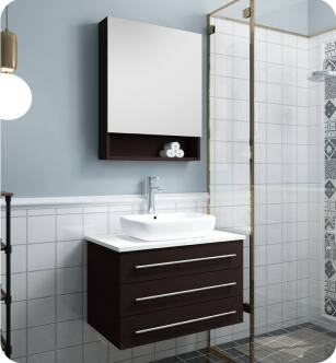 Fresca FVN6183ES-VSL 32" Espresso Wall Hung Modern Bathroom Vanity with Medicine Cabinet