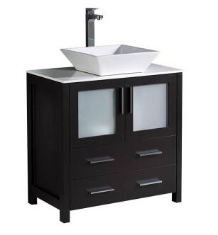 Fresca FCB6230ES-CWH-V Torino 30" Espresso Modern Bathroom Cabinet with Top & Vessel Sink