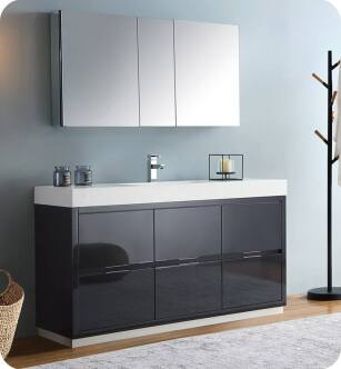 Fresca FVN8460GG Valencia 60" Dark Slate Gray Free Standing Modern Bathroom Vanity with Medicine Cabinet