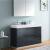 Fresca FVN8448GG-D Valencia 48" Dark Slate Gray Free Standing Double Sink Modern Bathroom Vanity with Medicine Cabinet