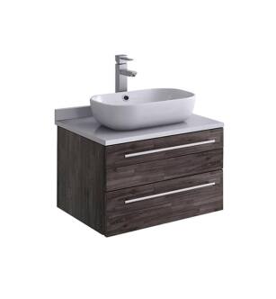 Fresca FCB6124ACA-VSL-I Lucera 24" Acacia Wall Hung Modern Bathroom Cabinet with Top & Vessel Sink