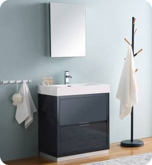 Fresca FVN8430GG Valencia 30" Dark Slate Gray Free Standing Modern Bathroom Vanity with Medicine Cabinet