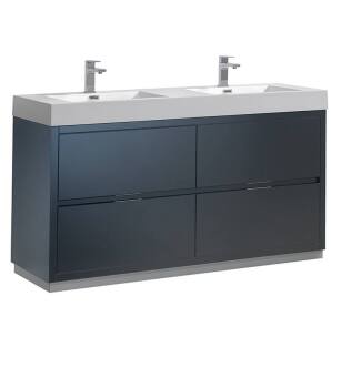 Fresca FCB8460GG-D-I Valencia 60" Dark Slate Gray Free Standing Double Sink Modern Bathroom Vanity
