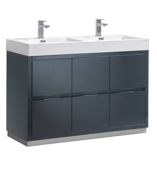 Fresca FCB8448GG-D-I Valencia 48" Dark Slate Gray Free Standing Double Sink Modern Bathroom Vanity