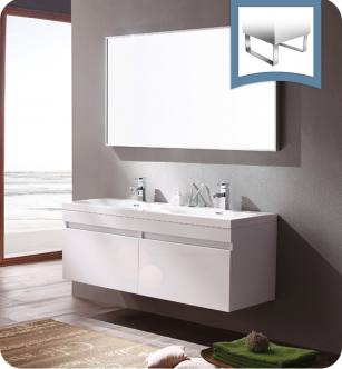 Fresca FVN8040WH Largo 57" White Modern Bathroom Vanity with Wavy Double Sinks