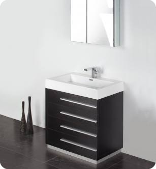 Fresca FVN8030BW Livello 30" Modern Bathroom Vanity with Medicine Cabinet in Black