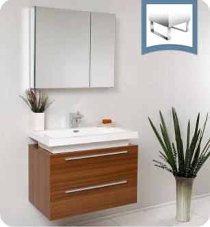 Fresca FVN8080TK Medio 32" Teak Modern Bathroom Vanity with Medicine Cabinet
