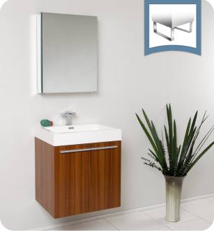 Fresca FVN8058TK Alto 23" Teak Modern Bathroom Vanity with Medicine Cabinet