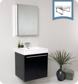 Fresca FVN8058BW Alto 23" Black Modern Bathroom Vanity with Medicine Cabinet