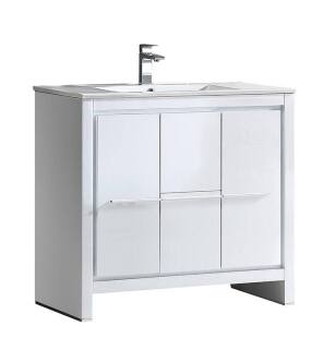 Fresca FCB8136WH-I Allier 36" White Modern Bathroom Cabinet with Sink