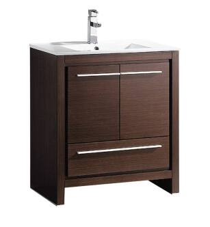 Fresca FCB8130WG-I Allier 30" Wenge Brown Modern Bathroom Cabinet with Sink