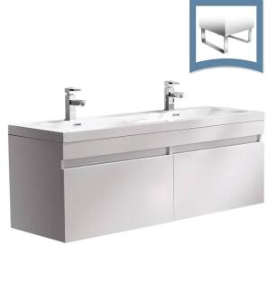 Fresca FCB8040WH-I Largo 57" White Modern Double Sink Bathroom Cabinet with Integrated Sinks