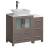 Fresca FCB62-2412GO-CWH-V Torino 36" Gray Oak Modern Bathroom Cabinets with Top & Vessel Sink