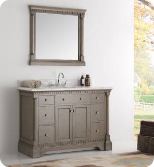 Fresca FVN2248SA Kingston 49" Antique Silver Traditional Bathroom Vanity with Mirror