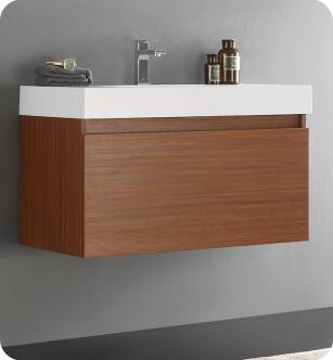 Fresca FCB8008TK-I Mezzo 36" Teak Modern Bathroom Vanity with Integrated Sink