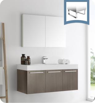 Fresca FVN8092GO Vista 48" Gray Oak Wall Hung Modern Bathroom Vanity with Medicine Cabinet