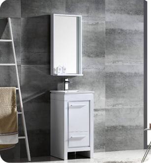 Fresca FVN8118WH Allier 16" Modern Bathroom Vanity with Mirror in Glossy White