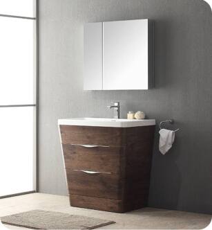 Fresca FVN8532RW Milano 32" Modern Bathroom Vanity in a Rosewood Finish with Medicine Cabinet and Faucet