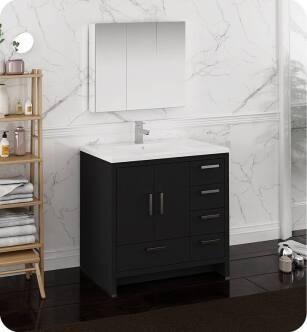 Fresca FVN9436DGO-R Imperia 36" Dark Gray Oak Free Standing Modern Bathroom Vanity with Medicine Cabinet- Right Version