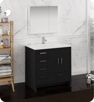 Fresca FVN9436DGO-L Imperia 36" Dark Gray Oak Free Standing Modern Bathroom Vanity with Medicine Cabinet- Left Version