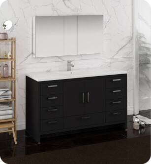 Fresca FVN9460DGO-S Imperia 60" Dark Gray Oak Free Standing Single Sink Modern Bathroom Vanity with Medicine Cabinet