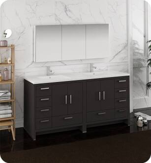 Fresca FVN9472DGO Imperia 72" Dark Gray Oak Free Standing Double Sink Modern Bathroom Vanity with Medicine Cabinet