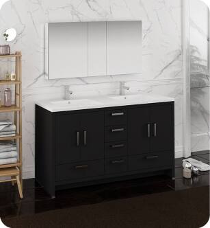 Fresca FVN9460DGO-D Imperia 60" Dark Gray Oak Free Standing Double Sink Modern Bathroom Vanity with Medicine Cabinet