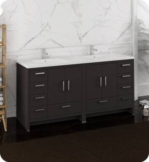 Fresca FCB9472DGO-I Imperia 72" Dark Gray Oak Free Standing Double Sink Modern Bathroom Cabinet with Integrated Sink