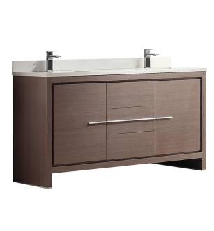 Fresca FCB8119GO-CWH-U Allier 60" Gray Oak Modern Double Sink Bathroom Cabinet with Top & Sinks