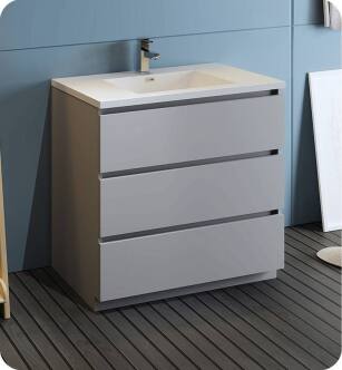 Fresca FCB9336GR-I Lazzaro 36" Gray Free Standing Modern Bathroom Cabinet with Integrated Sink