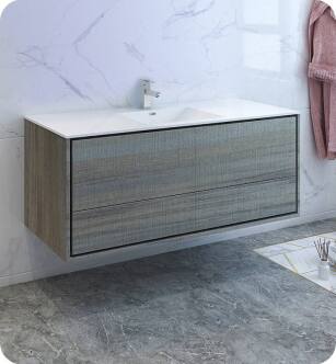 Fresca FCB9260OG-S-I Catania 60" Ocean Gray Wall Hung Modern Bathroom Cabinet with Integrated Single Sink