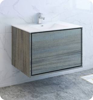 Fresca FCB9236OG-I Catania 36" Ocean Gray Wall Hung Modern Bathroom Cabinet with Integrated Sink