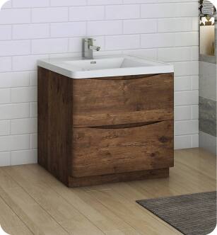 Fresca FCB9132RW-I Tuscany 32" Rosewood Free Standing Modern Bathroom Cabinet with Integrated Sink