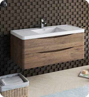 Fresca FCB9048RW-I Tuscany 48" Rosewood Wall Hung Modern Bathroom Cabinet with Integrated Sink
