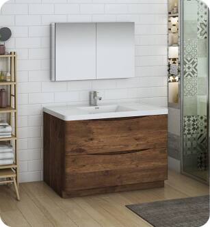Fresca FVN9148RW Tuscany 48" Rosewood Free Standing Modern Bathroom Vanity with Medicine Cabinet