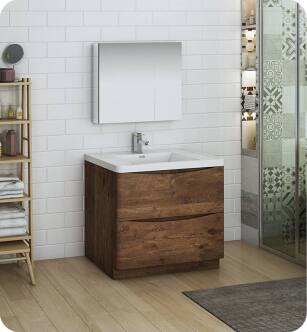 Fresca FVN9136RW Tuscany 36" Rosewood Free Standing Modern Bathroom Vanity with Medicine Cabinet