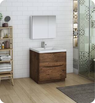 Fresca FVN9132RW Tuscany 32" Rosewood Free Standing Modern Bathroom Vanity with Medicine Cabinet