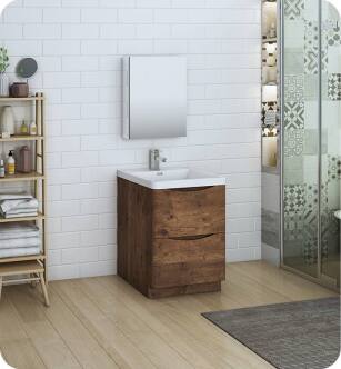 Fresca FVN9124RW Tuscany 24" Rosewood Free Standing Modern Bathroom Vanity with Medicine Cabinet