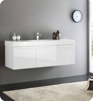 Fresca FCB8093WH-I Vista 60" White Modern Bathroom Vanity with Integrated Single Sink