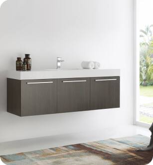 Fresca FCB8093GO-I Vista 60" Gray Oak Modern Bathroom Vanity with Integrated Single Sink