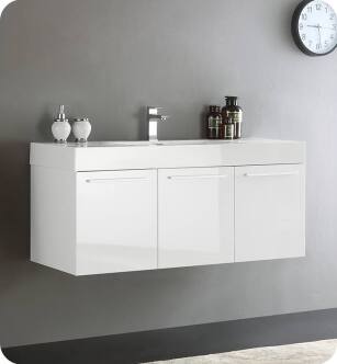 Fresca FCB8092WH-I Vista 48" White Modern Bathroom Vanity with Integrated Single Sink