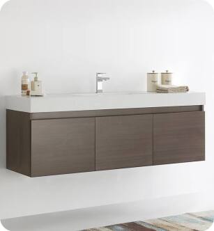 Fresca FCB8041GO-I Mezzo 60" Gray Oak Modern Bathroom Vanity with Integrated Sink