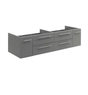 Fresca FCB6160GR-UNS-D Lucera 60" Gray Wall Hung Double Undermount Sink Modern Bathroom Cabinet