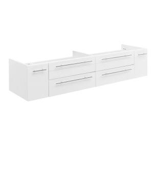 Fresca FCB6172WH-UNS Lucera 72" White Wall Hung Double Undermount Sink Modern Bathroom Cabinet