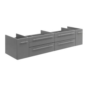 Fresca FCB6172GR-VSL Lucera 72" Gray Wall Hung Double Vessel Sink Modern Bathroom Cabinet