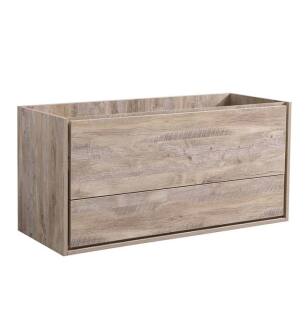 Fresca FCB9248RNW-D Catania 48" Rustic Natural Wood Wall Hung Double Sink Modern Bathroom Cabinet