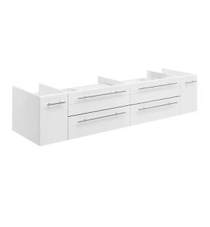 Fresca FCB6172WH-VSL Lucera 72" White Wall Hung Double Vessel Sink Modern Bathroom Cabinet