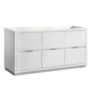 Fresca FCB8448WH-D Valencia 48" Glossy White Free Standing Double Sink Modern Bathroom Cabinet