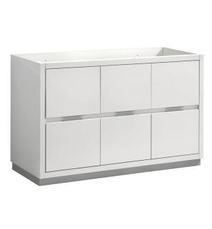 Fresca FCB8448WH Valencia 48" Glossy White Free Standing Single Sink Modern Bathroom Cabinet