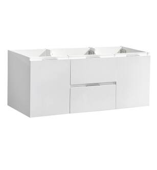Fresca FCB8348WH-D Valencia 48" Glossy White Wall Hung Double Sink Modern Bathroom Cabinet